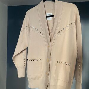Sandro Cream Studded Women's Cardigan